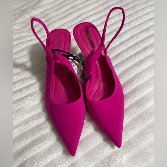 Zara Hot Pink Fabric Slingbacks - Picture 2 of 6